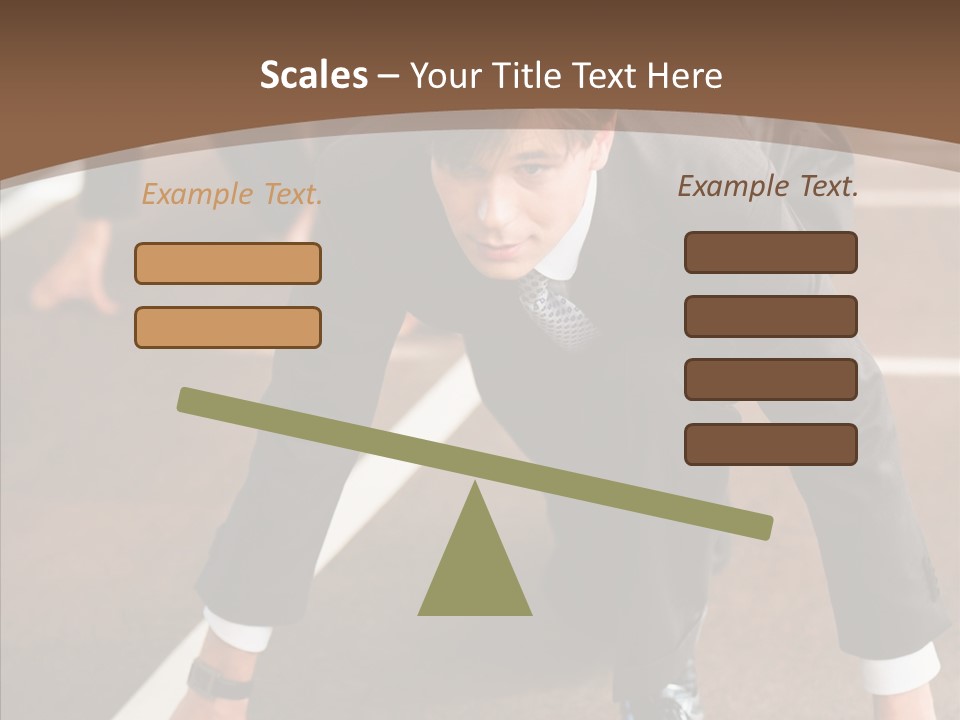 Businesspeople Crouch Two PowerPoint Template