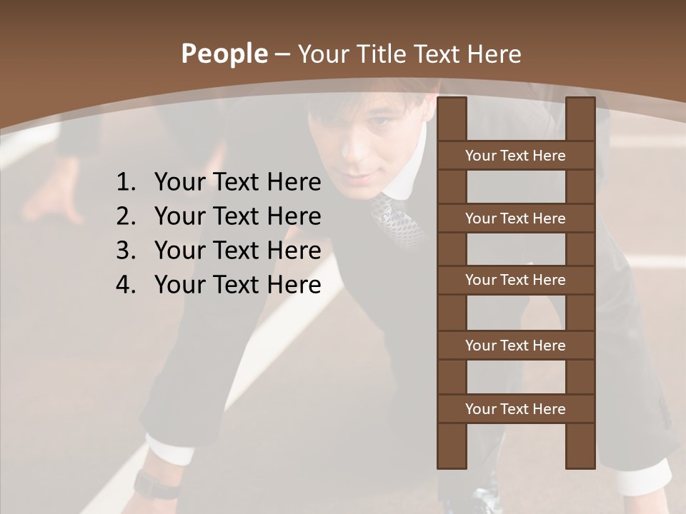 Businesspeople Crouch Two PowerPoint Template