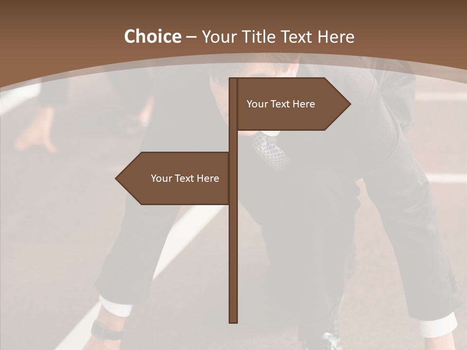 Businesspeople Crouch Two PowerPoint Template