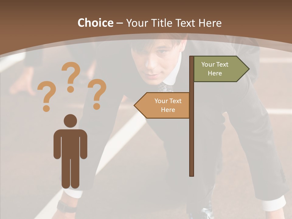 Businesspeople Crouch Two PowerPoint Template