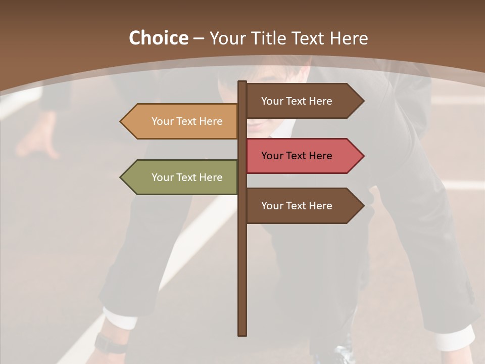 Businesspeople Crouch Two PowerPoint Template