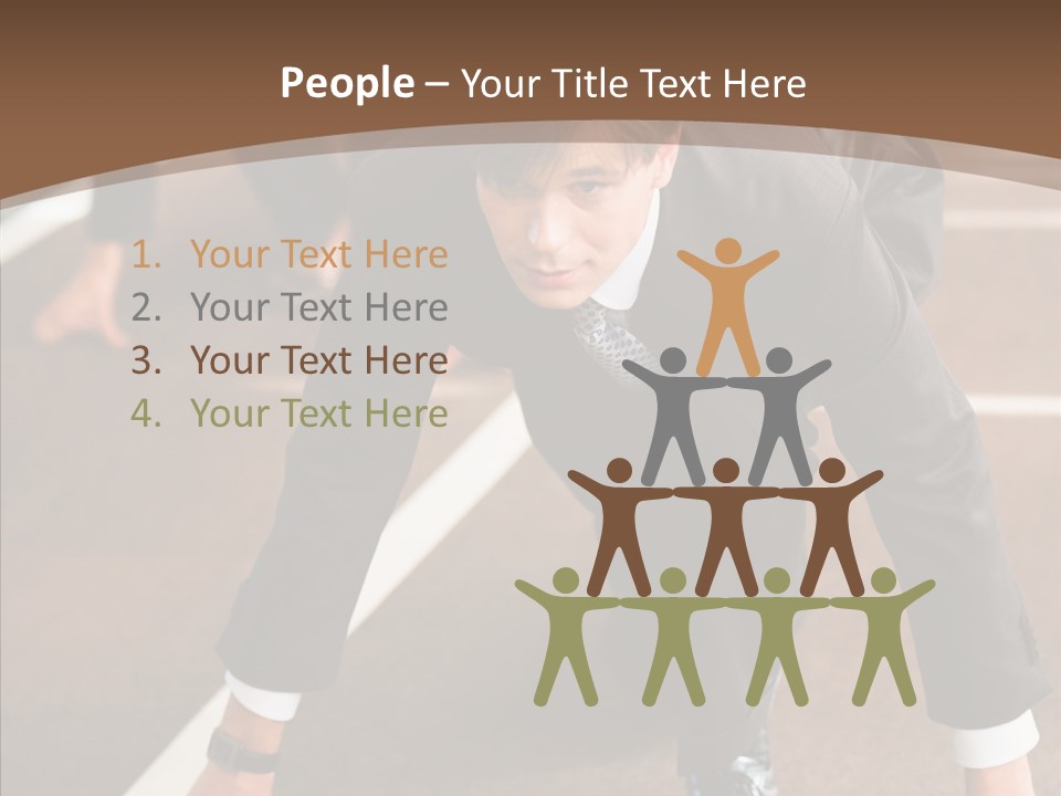 Businesspeople Crouch Two PowerPoint Template