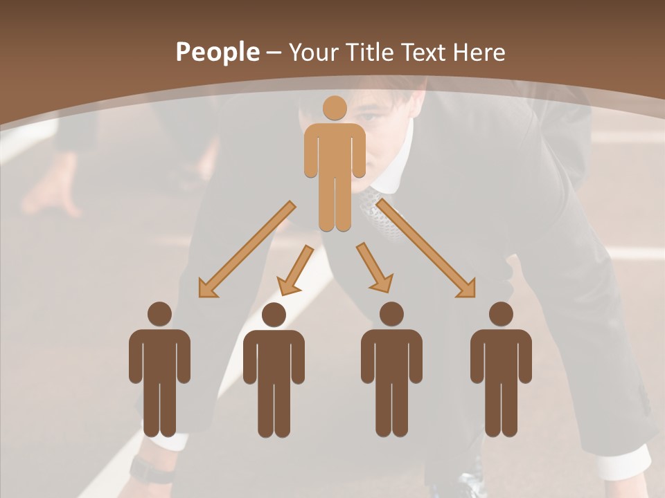 Businesspeople Crouch Two PowerPoint Template
