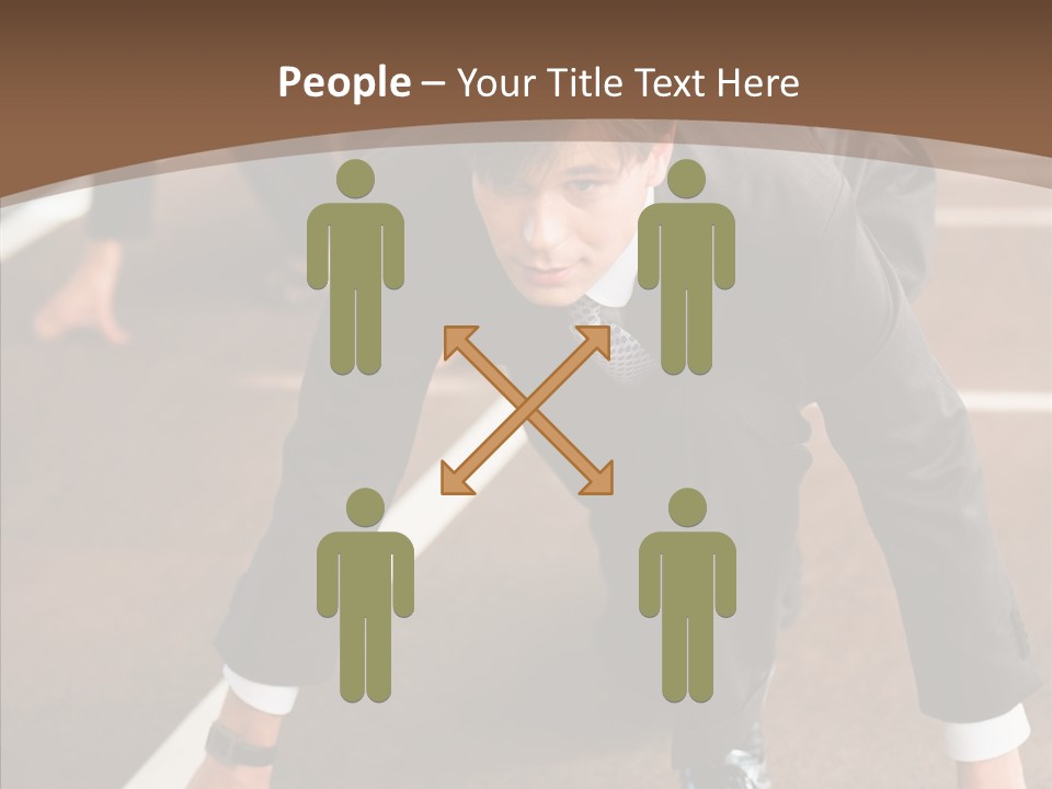 Businesspeople Crouch Two PowerPoint Template