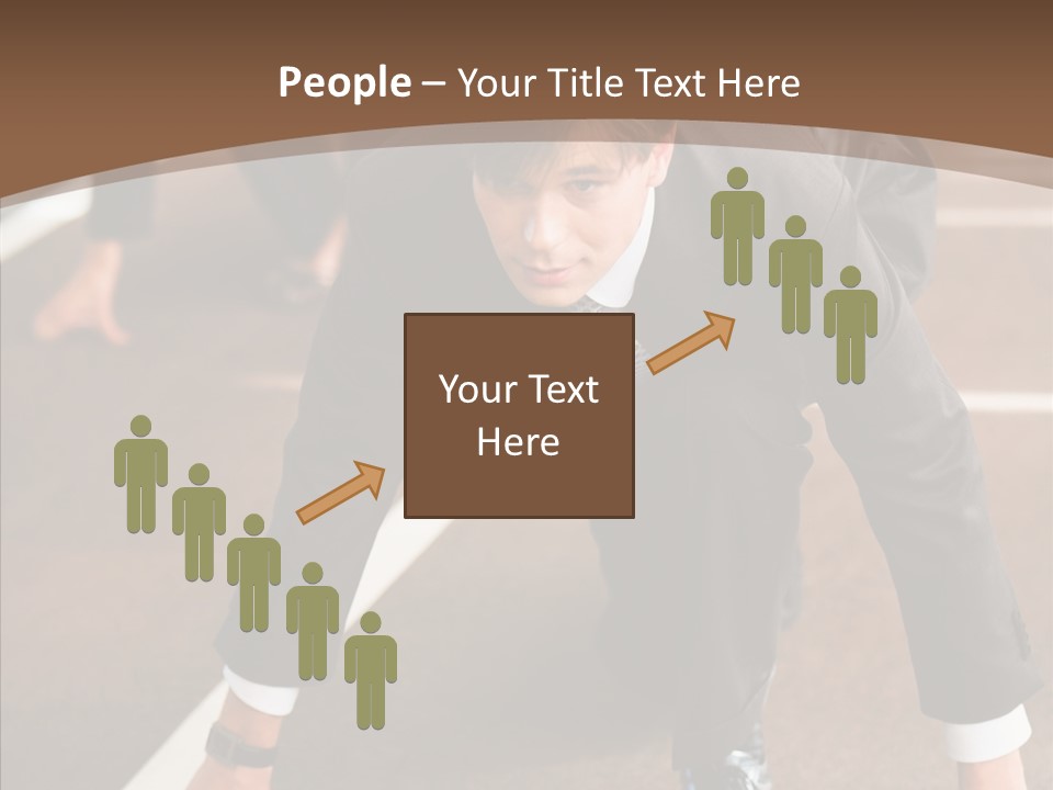 Businesspeople Crouch Two PowerPoint Template