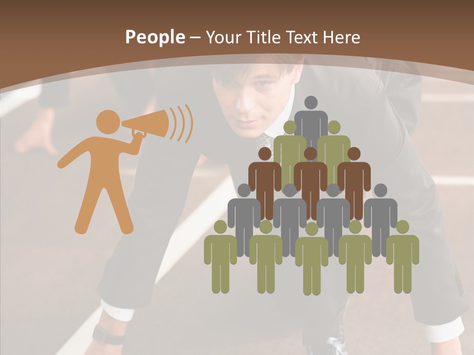 Businesspeople Crouch Two PowerPoint Template