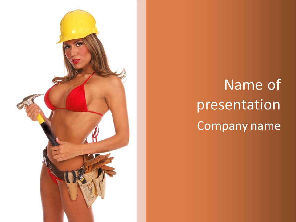 Boobs Construction Women PowerPoint Template