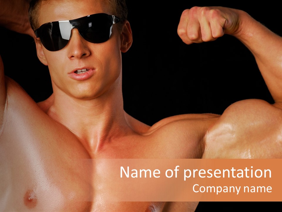 Muscular Beauty Front PowerPoint Template