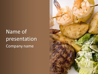 Steak Garnish Potatoes PowerPoint Template