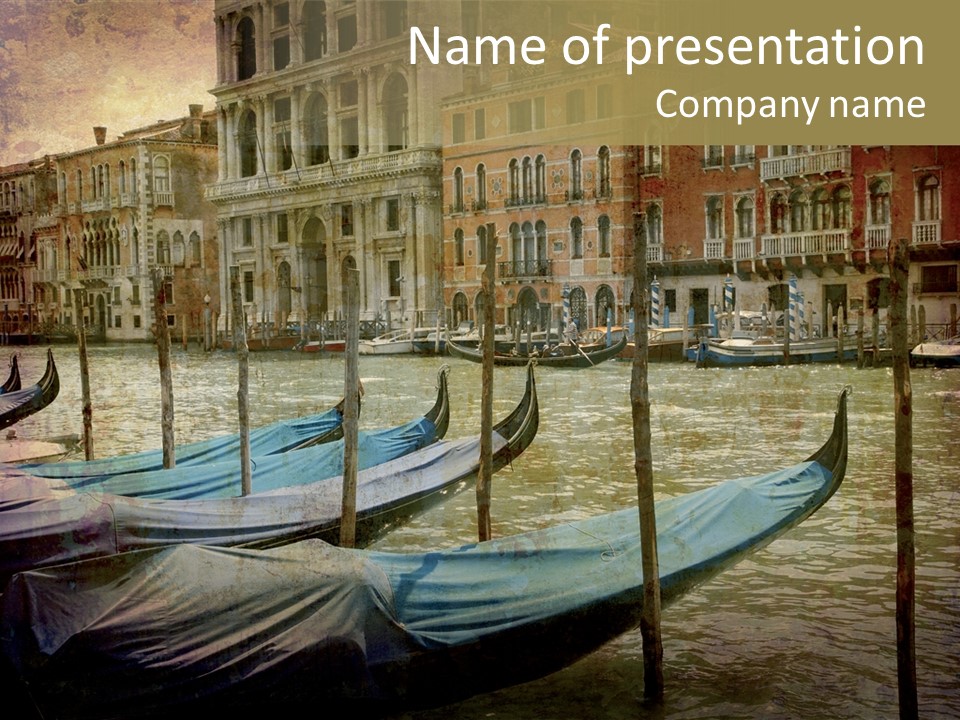 Grunge Gondola Beautiful PowerPoint Template