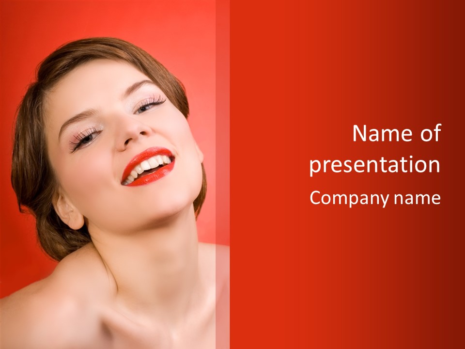 Laugh Beautiful Woman PowerPoint Template