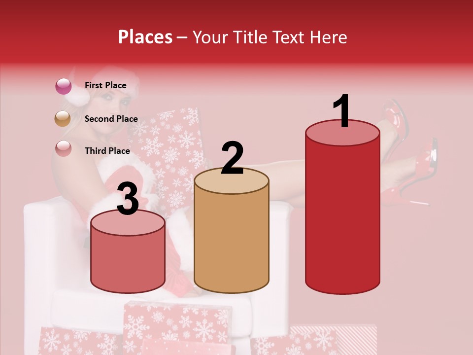 A Woman In A Santa Claus Outfit Sitting On A Chair PowerPoint Template