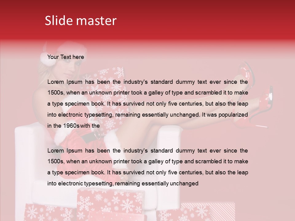 A Woman In A Santa Claus Outfit Sitting On A Chair PowerPoint Template