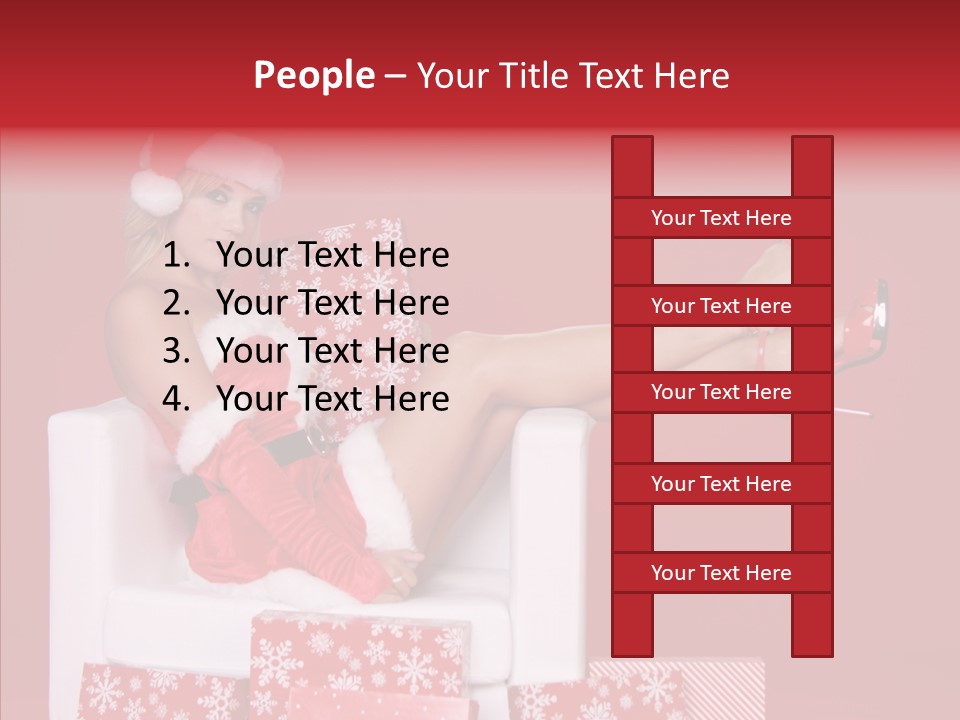 A Woman In A Santa Claus Outfit Sitting On A Chair PowerPoint Template