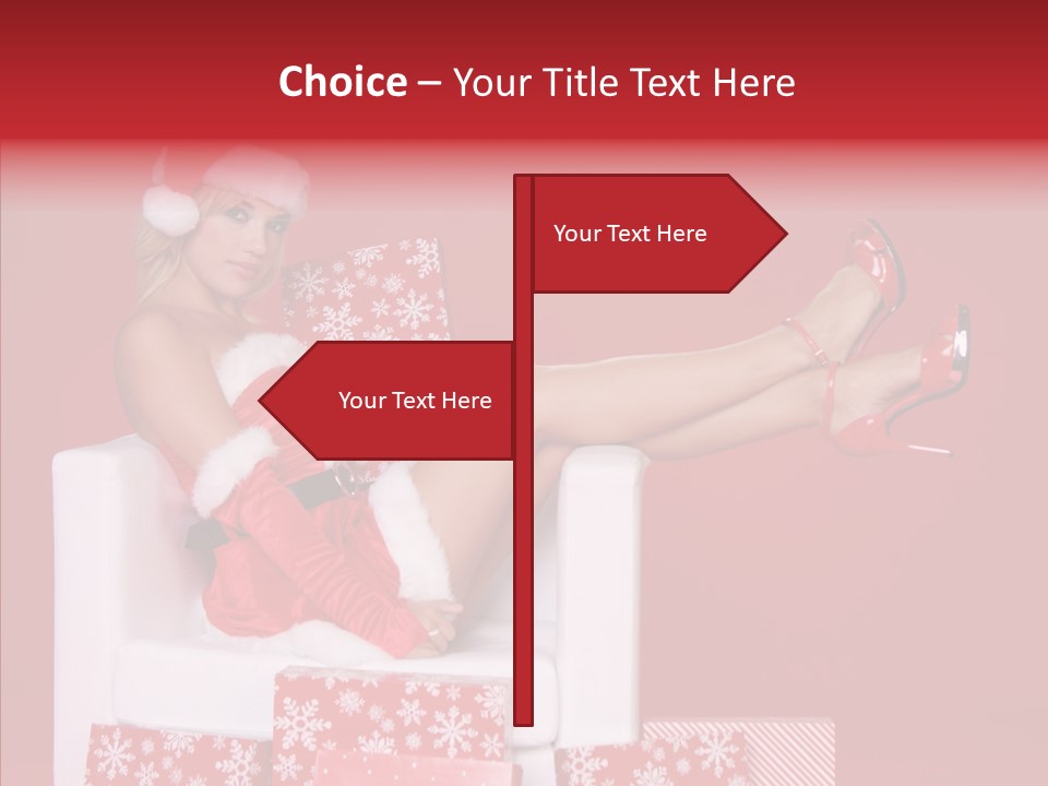A Woman In A Santa Claus Outfit Sitting On A Chair PowerPoint Template