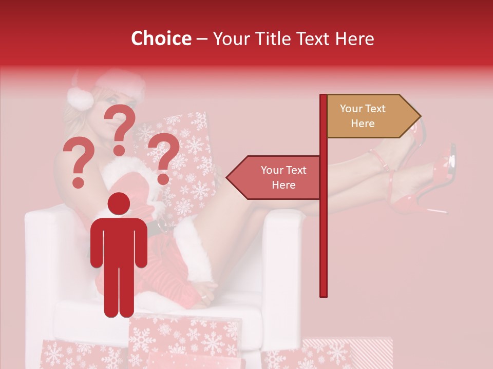A Woman In A Santa Claus Outfit Sitting On A Chair PowerPoint Template