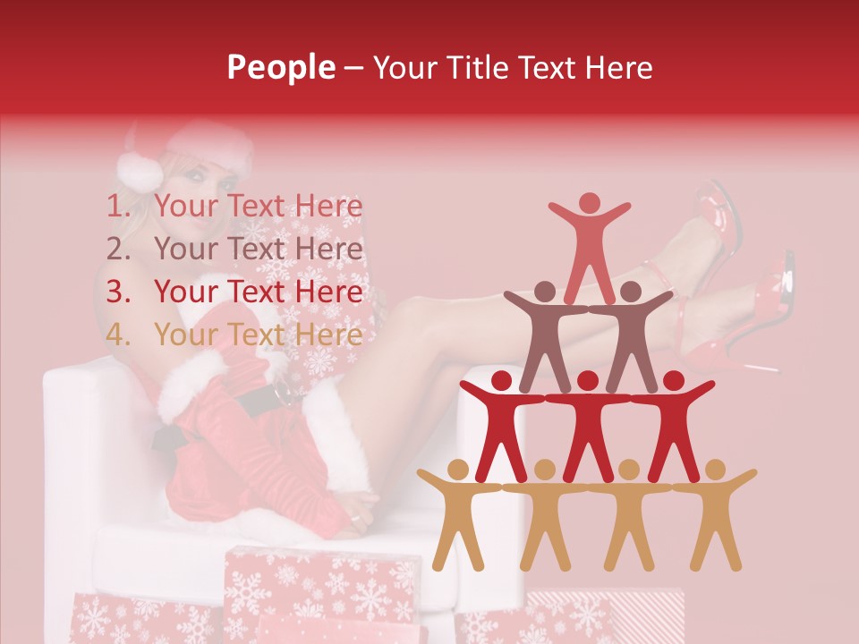 A Woman In A Santa Claus Outfit Sitting On A Chair PowerPoint Template