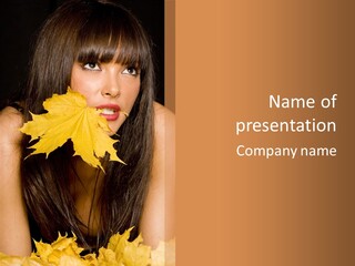 Brunette Pose Posing PowerPoint Template