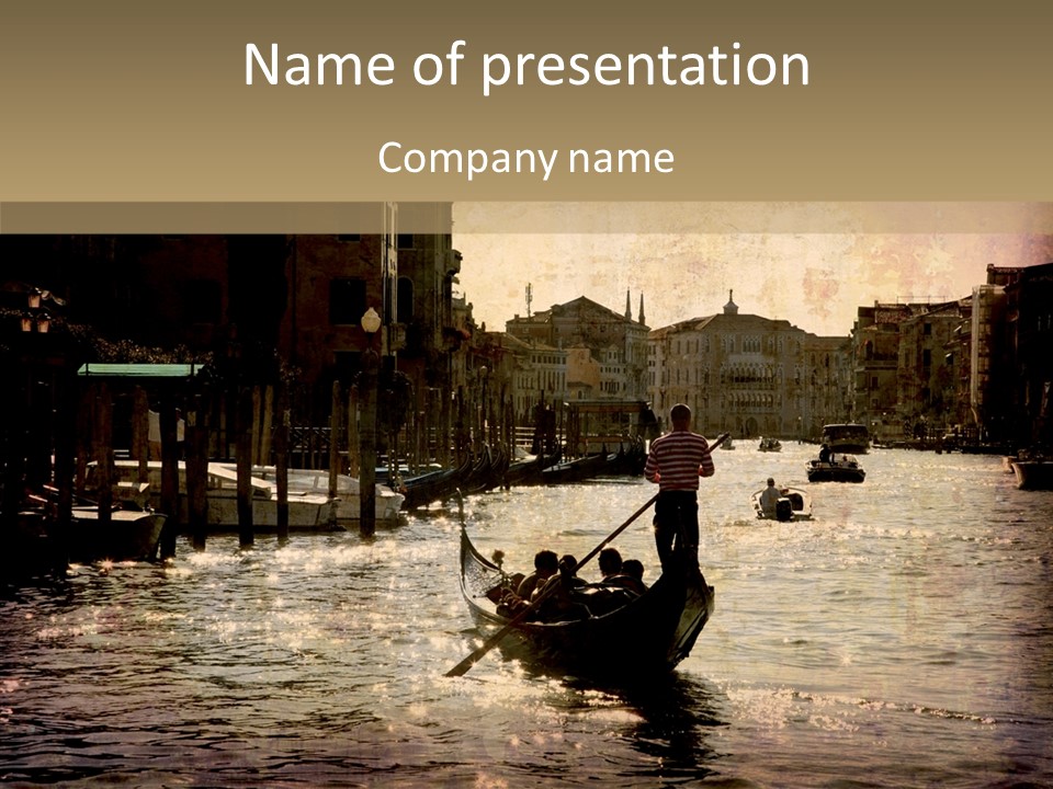 Italy Gondolier Real PowerPoint Template