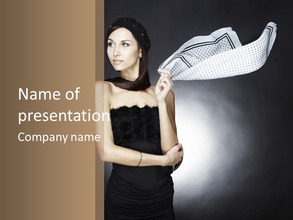 Brunette France Seductress PowerPoint Template