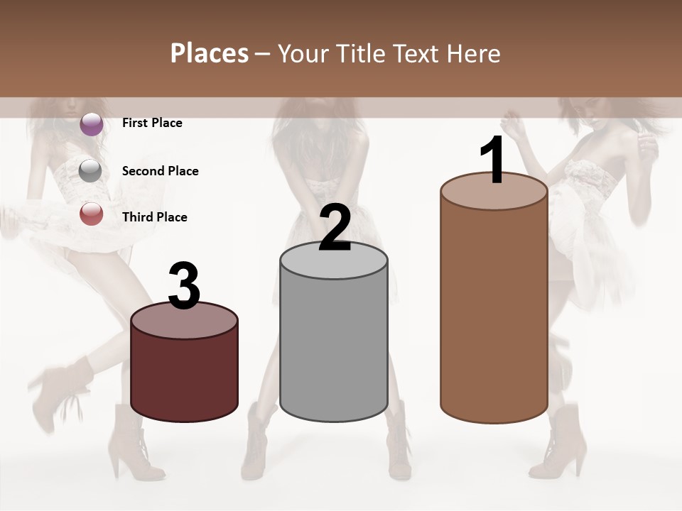 Three Beautiful Women In Short Dresses Posing For A Picture PowerPoint Template