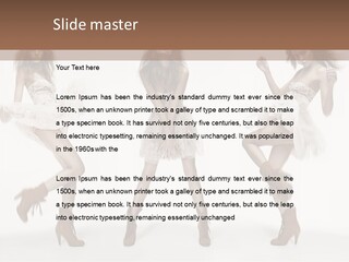 Three Beautiful Women In Short Dresses Posing For A Picture PowerPoint Template