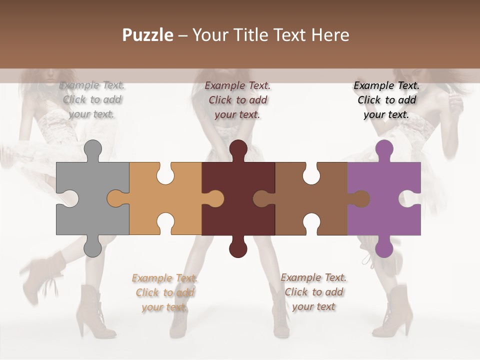 Three Beautiful Women In Short Dresses Posing For A Picture PowerPoint Template