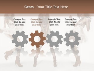 Three Beautiful Women In Short Dresses Posing For A Picture PowerPoint Template