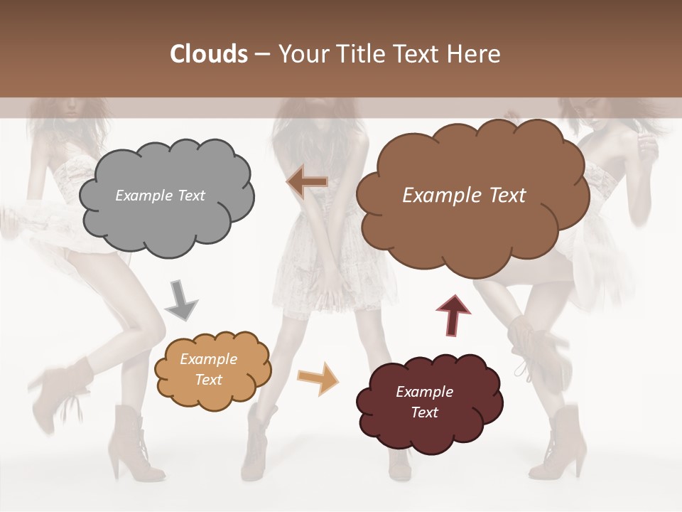 Three Beautiful Women In Short Dresses Posing For A Picture PowerPoint Template