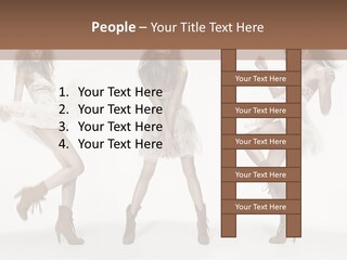 Three Beautiful Women In Short Dresses Posing For A Picture PowerPoint Template