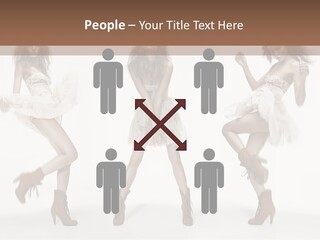 Three Beautiful Women In Short Dresses Posing For A Picture PowerPoint Template
