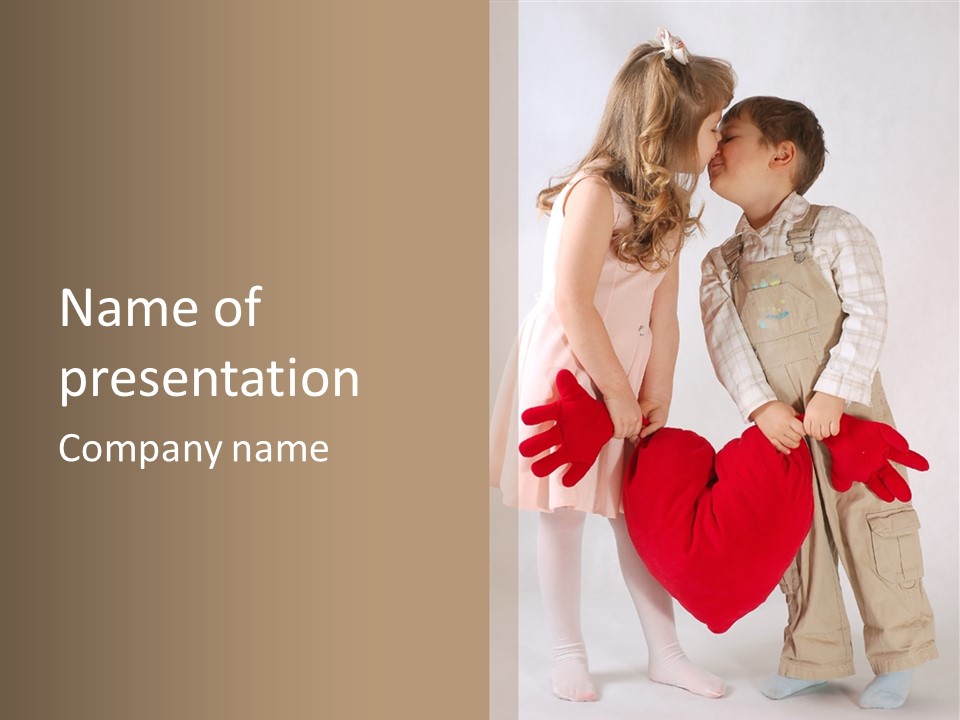 Young Kiss Heart PowerPoint Template