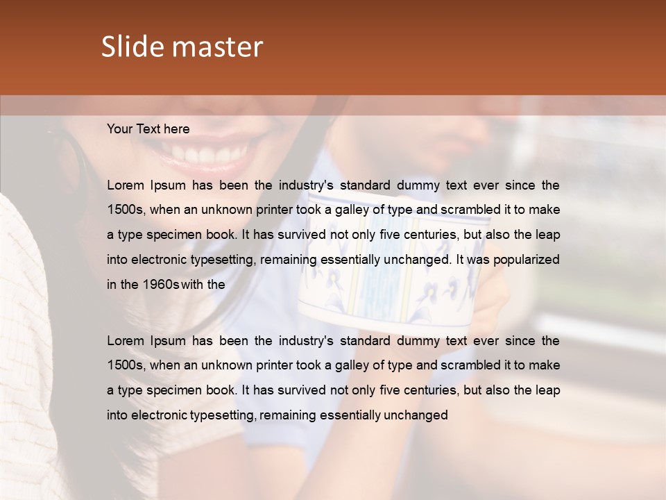 Cheerful Cup Brunette PowerPoint Template