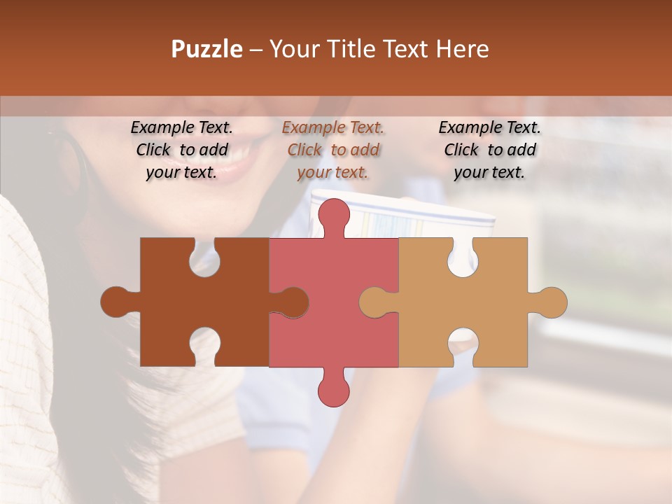 Cheerful Cup Brunette PowerPoint Template