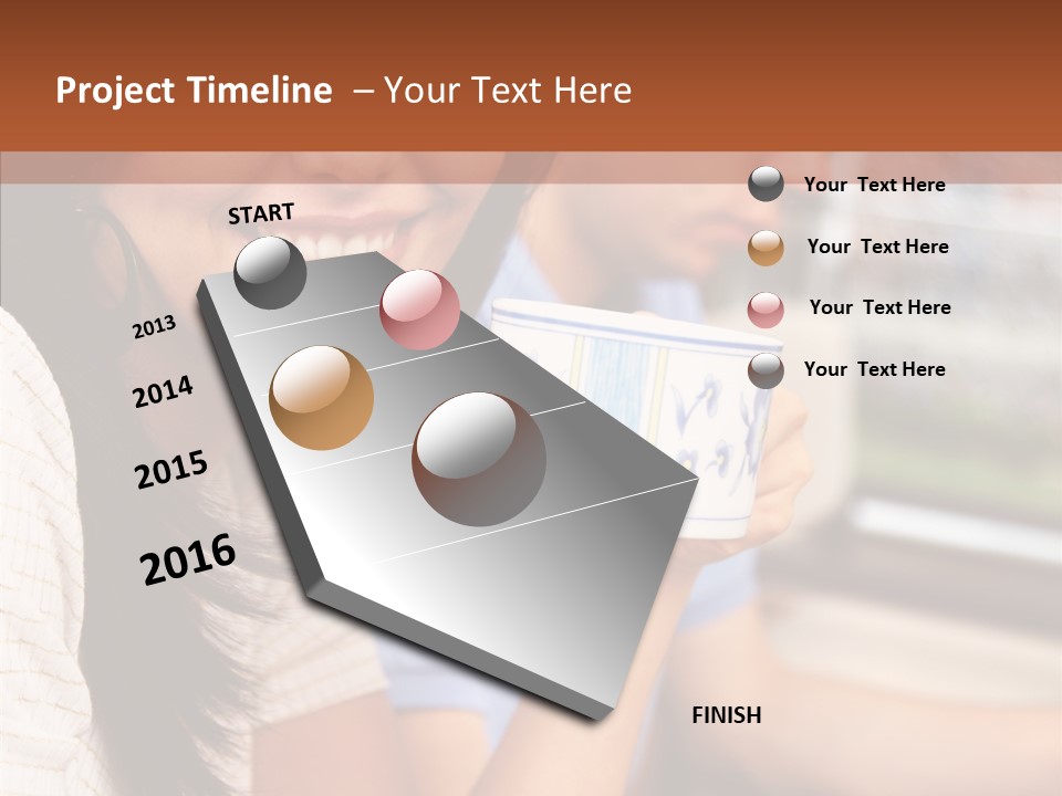 Cheerful Cup Brunette PowerPoint Template