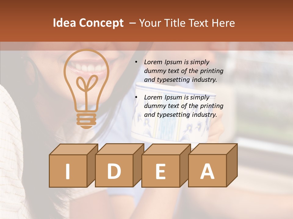 Cheerful Cup Brunette PowerPoint Template