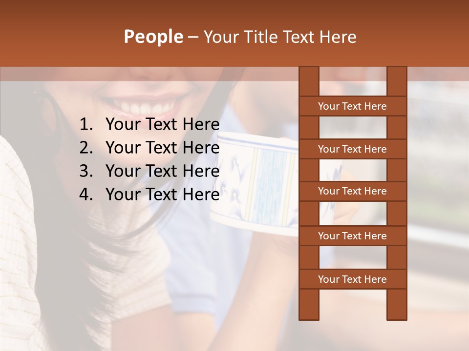 Cheerful Cup Brunette PowerPoint Template