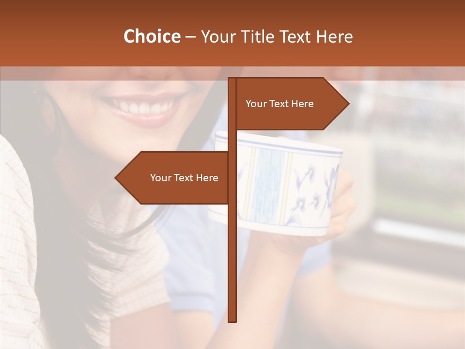 Cheerful Cup Brunette PowerPoint Template