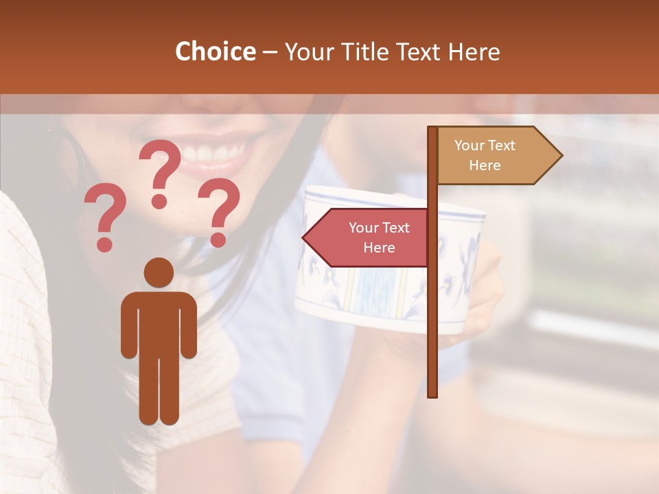 Cheerful Cup Brunette PowerPoint Template
