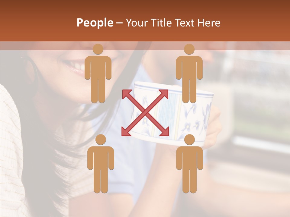 Cheerful Cup Brunette PowerPoint Template