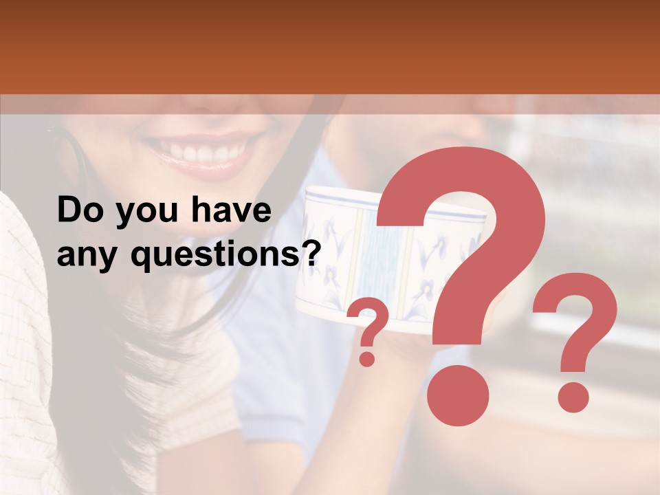 Cheerful Cup Brunette PowerPoint Template