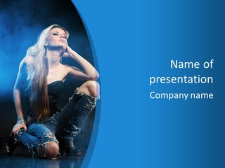 Caucasian Girl Alluring PowerPoint Template