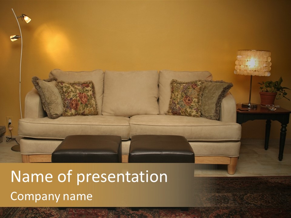 Room Family Room Cushions PowerPoint Template