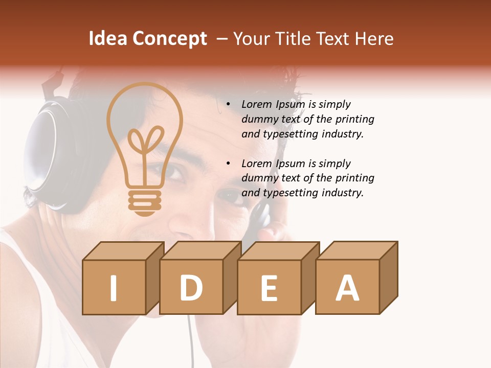 Record Headphones Guy PowerPoint Template