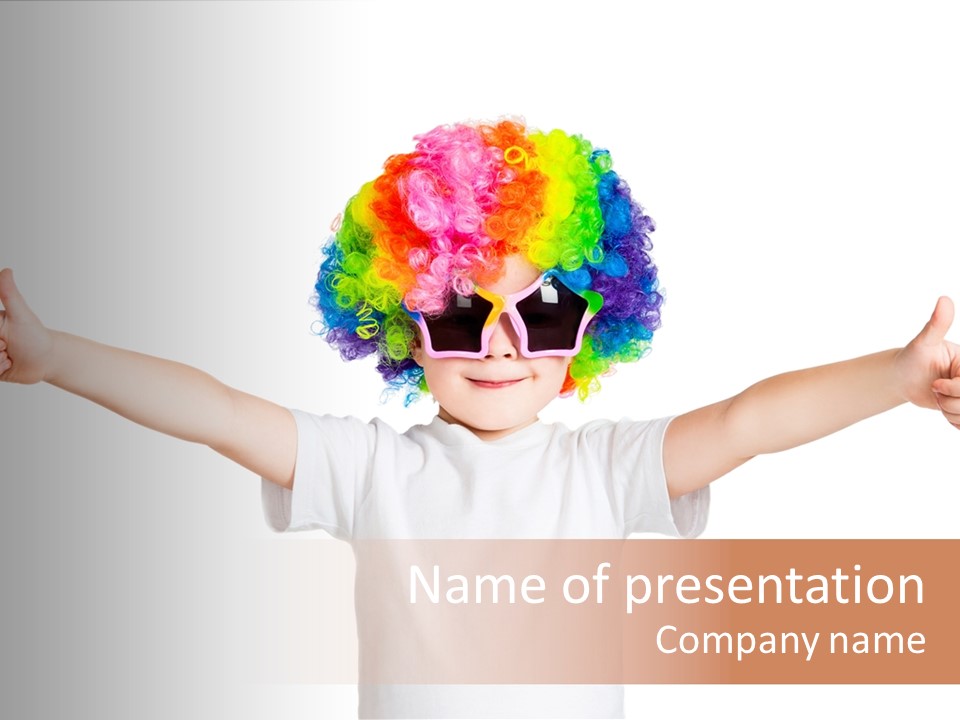 Child Little Thumbs Up PowerPoint Template