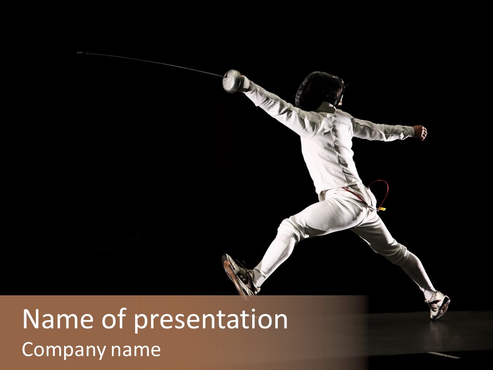 Fencing Black Swordsman PowerPoint Template