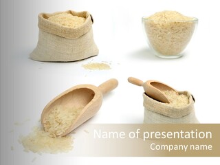 Cereal Spoon Burlap PowerPoint Template