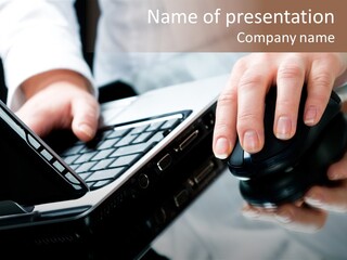 Hand Touch Computer PowerPoint Template