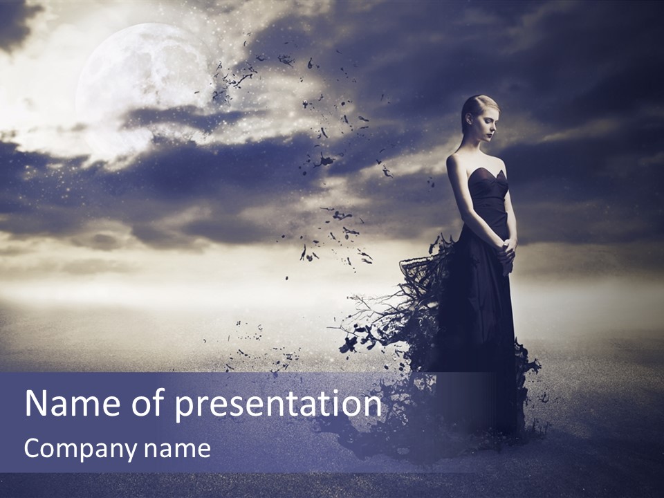 Drop Girl Moon PowerPoint Template