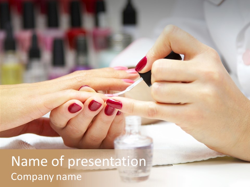 Manicure Applying People PowerPoint Template